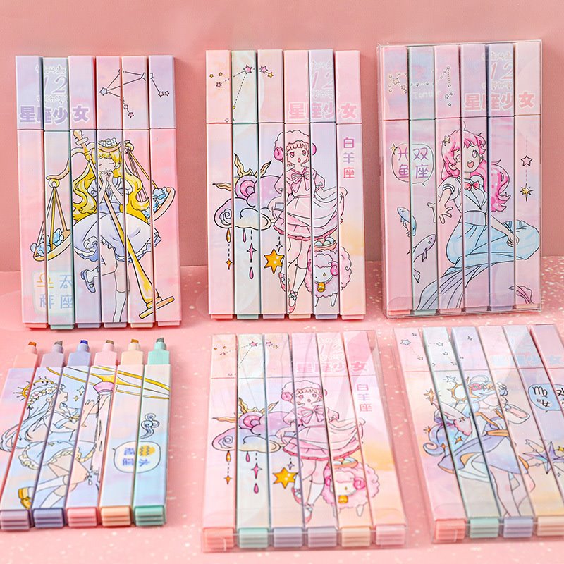 6 dona Constellation Highlighters Pastel Cute