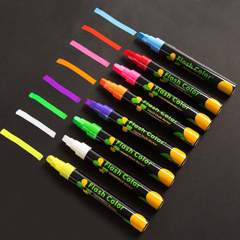 8 ta paket 6 mm suyuq bo'r markerlari