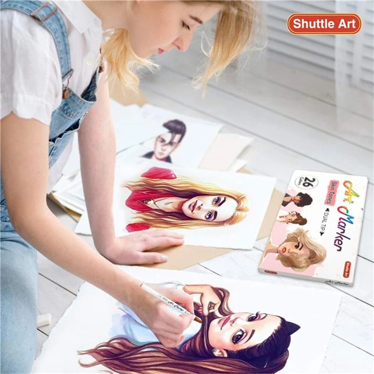 26 Colors Skin Tone&Hair Art Markers