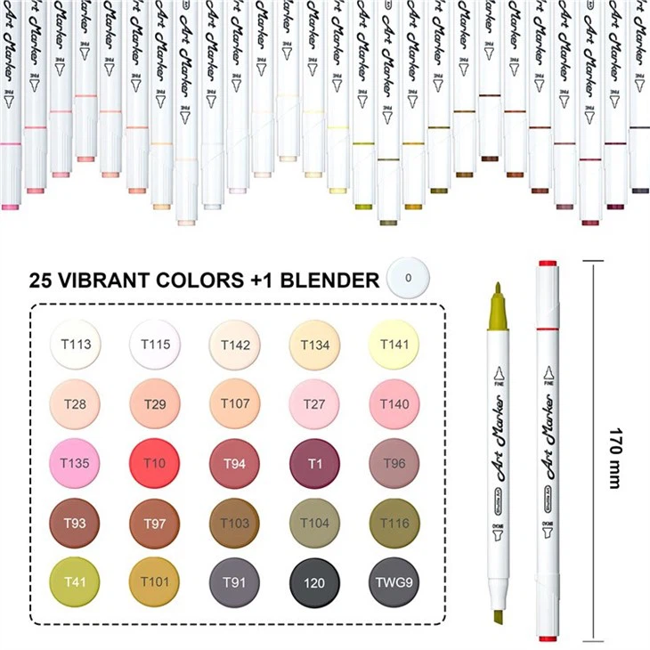 26 Colors Skin Tone&Hair Art Markers